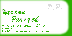 marton parizek business card